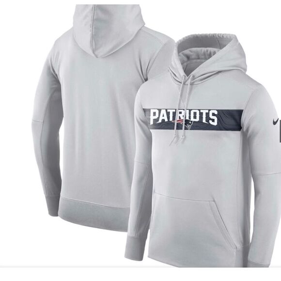 New England Patriots Nike Gray Sideline Team Performance Pullover Hoodie - Picture 2 of 12